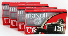 4 Maxell UR 120 minute Blank Audio Cassette Tapes Normal Bias UR120