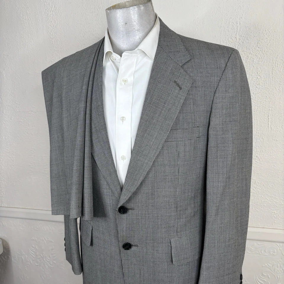 Traje de 2 piezas para hombre Kuppeheimer 38R 34x29 negro blanco gris pata de gallo a cuadros Foto 3 de 4