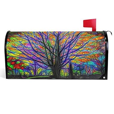 Rainbow of Life Mailbox Cover Colorful Forest Mailbox Covers 18'' X 21'' Tree