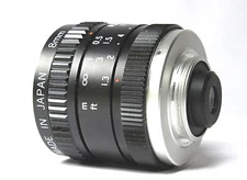 Vintage Wide Angle OPTICOM Lens FocalLength 8mm Speed  f/1.3
