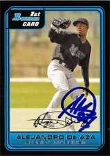 Alejandro De Aza autographed baseball card (Marlins) 2006 Bowman 1st Rookie #B8