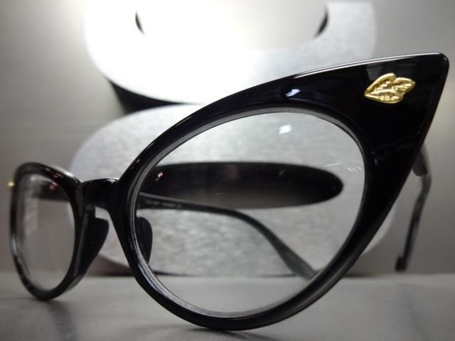 Women VINTAGE RETRO 60s CAT EYE Style Clear Lens EYE GLASSES Black Frame