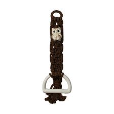 Macram  Owl Hand Towel Holder Brown Ceramic White Vintage