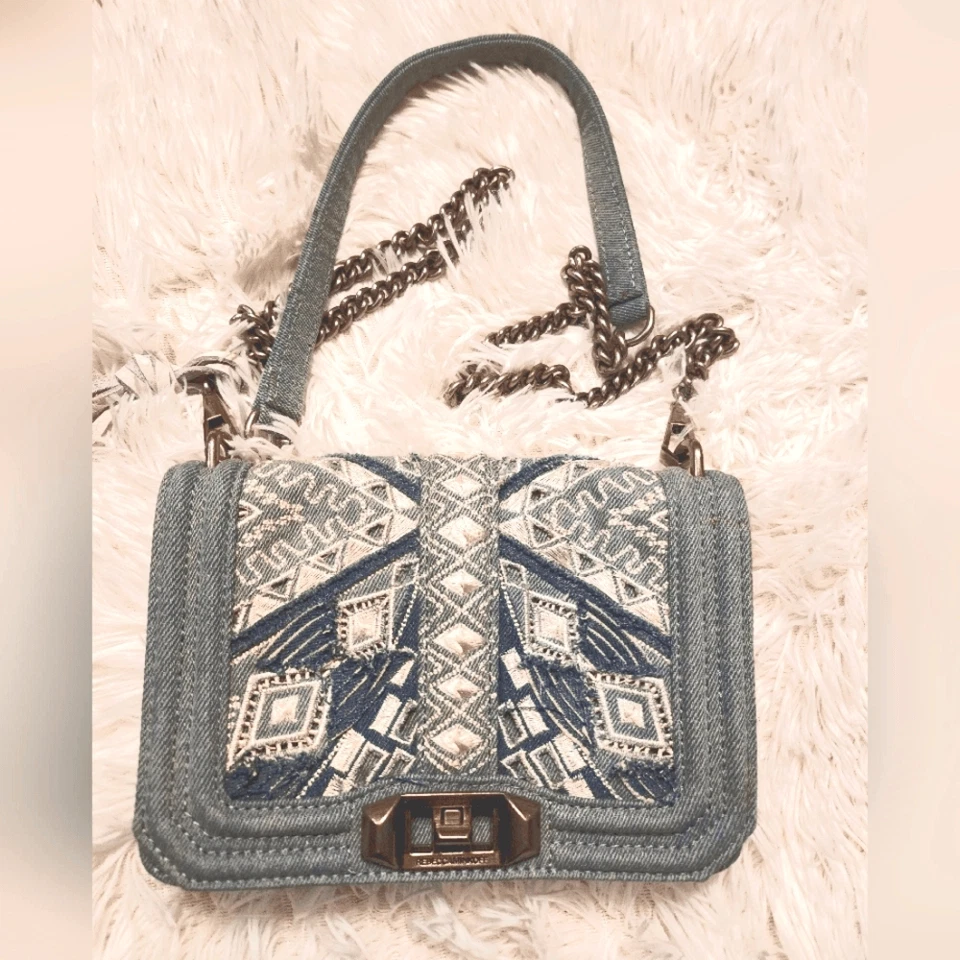 Bolso Bandolera Pequeño Rebecca Minkoff Love Denim Bordado Foto 4 de 4