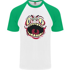 Four Eyed Scary Monster Halloween Mens S/S Baseball T-Shirt