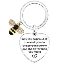 Bee Keychain for Women Men Bee Appreciation Keychain for Teacher Sliver-bee111