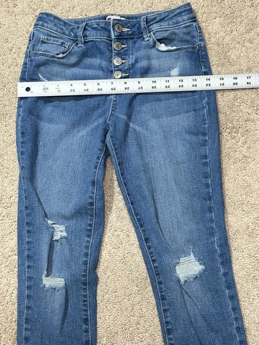 So Jeans Girls Size 12 Blue Denim Skinny Leg Distressed Adjustable Waist - Picture 7 of 13