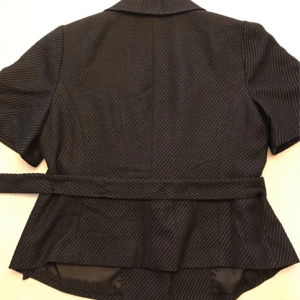 Chaqueta de traje para mujer The Limited negra forrada de tweed manga corta auto corbata L Foto 3 de 4