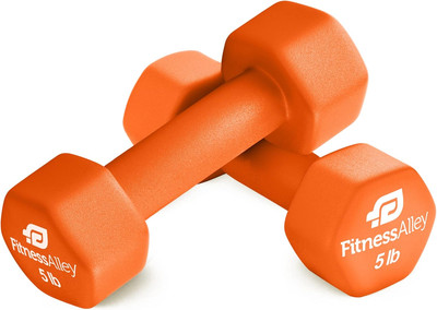 Neoprene Coated Workout Dumbbells Set of 2   anti Roll, Non Slip with Smooth Gri