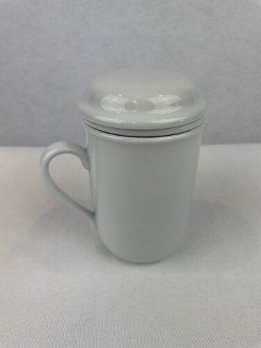 Ceramic Tea Infuser Mug Cup with Lid Insert and Clean Strainer Minimalist - Picture 1 of 11