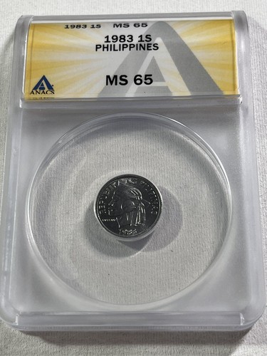 1983 Philippines 1 Sentimo Graded MS 65 by ANACS - Picture 2 of 4