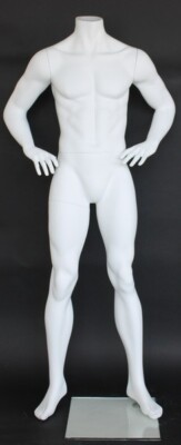 New ! 5 ft 7 in Headless Male Mannequin Matte White Body Form Torso  STM007-WT