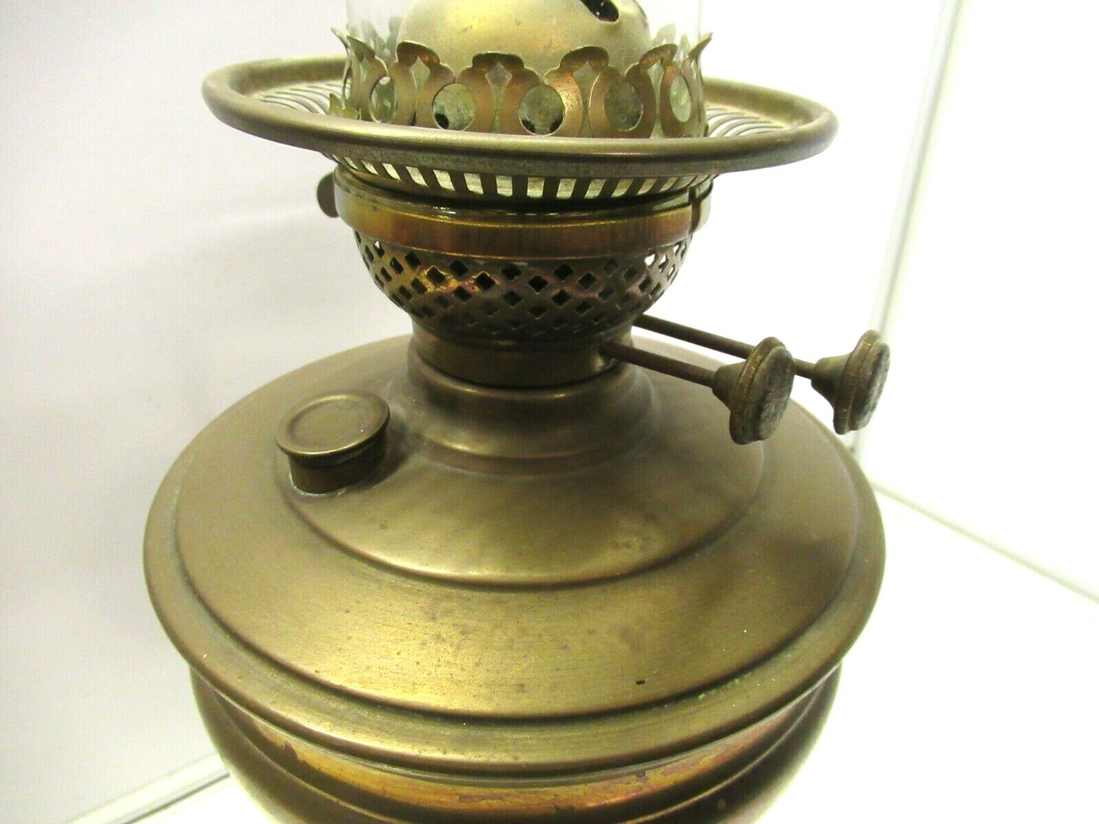 Large Brass Antique Dual Wick Oil Lamp English Made Double Burner eBay