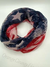 Mossimo American Flag Stars & Stripes Patriotic Infinity Light Weight Scarf