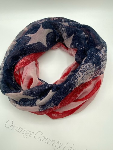 Mossimo American Flag Stars & Stripes Patriotic Infinity Light Weight Scarf - Picture 1 of 5