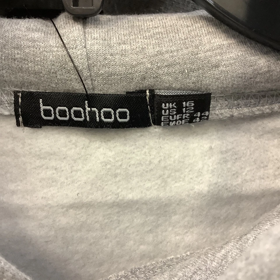 Pulôver Boohoo Feminino com Capuz Cinza Plus Chicago Estampa Gráfica Oversized Tamanho 12 - Imagem 4 de 4