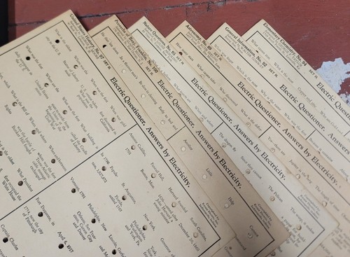 Vintage 1930's Knapp Electric Questioner Game #329 Litho Cards In Wood Box -Rare - Picture 7 of 12