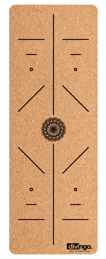 divingo Kork Yogamatte inkl. Tragegurt extra dick 183 x 65 x 0,7 cm XXL