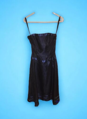 Dessy Collection Women Cocktail Dress Size 4 Strapless With Bow Navy Blue - EUC