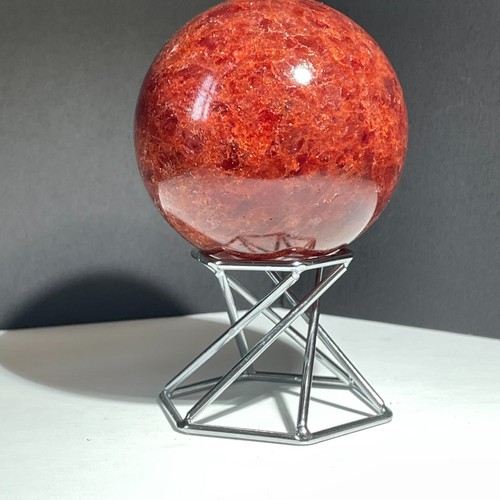 452g Natural strawberry quartz ball Quartz Crystal Energy Healing Ball + Stand - Picture 5 of 13