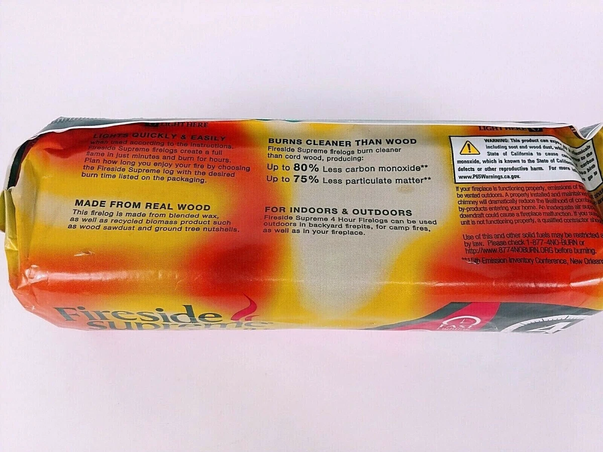 Fireside Supreme Firelog Starter Log 4 Hour Burn 4.8 lb Easy Cleanup Fast  Start | eBay
