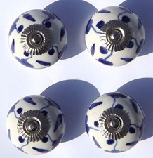 Ceramic Knobs Glass Pulls Handles for door drawer Cabinets Cupboard Wardrobe x 4