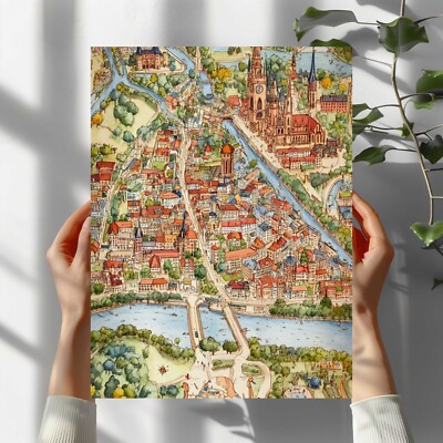 Frankfurt City Map Premium Poster Schöne Wanddeko Dekoration in 40X30 cm