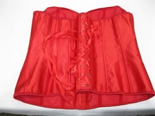Women Red Silky Overbust Corset Bustier Top 4X NWOT