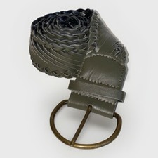 Gray Woven  Braided Faux Leather 2" Wide Waist Belt Women's Size 10