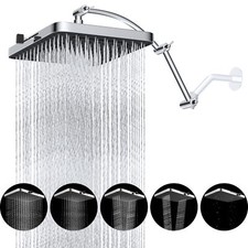 High Pressure Adjustable 13  Square Shower Head,Rainfall 5 Spray Mode Showerhead