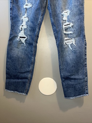 Abercrombie Kids Distressed High-Rise Straight Jeans Girls Sz 15/16 Blue Denim - Picture 15 of 19