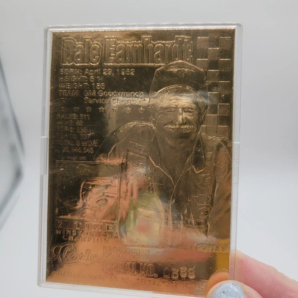 1996 Dale Earndhardt 7 Time Nascar Cup Champion 23kt Gold Card #0339 - Image 3 of 4