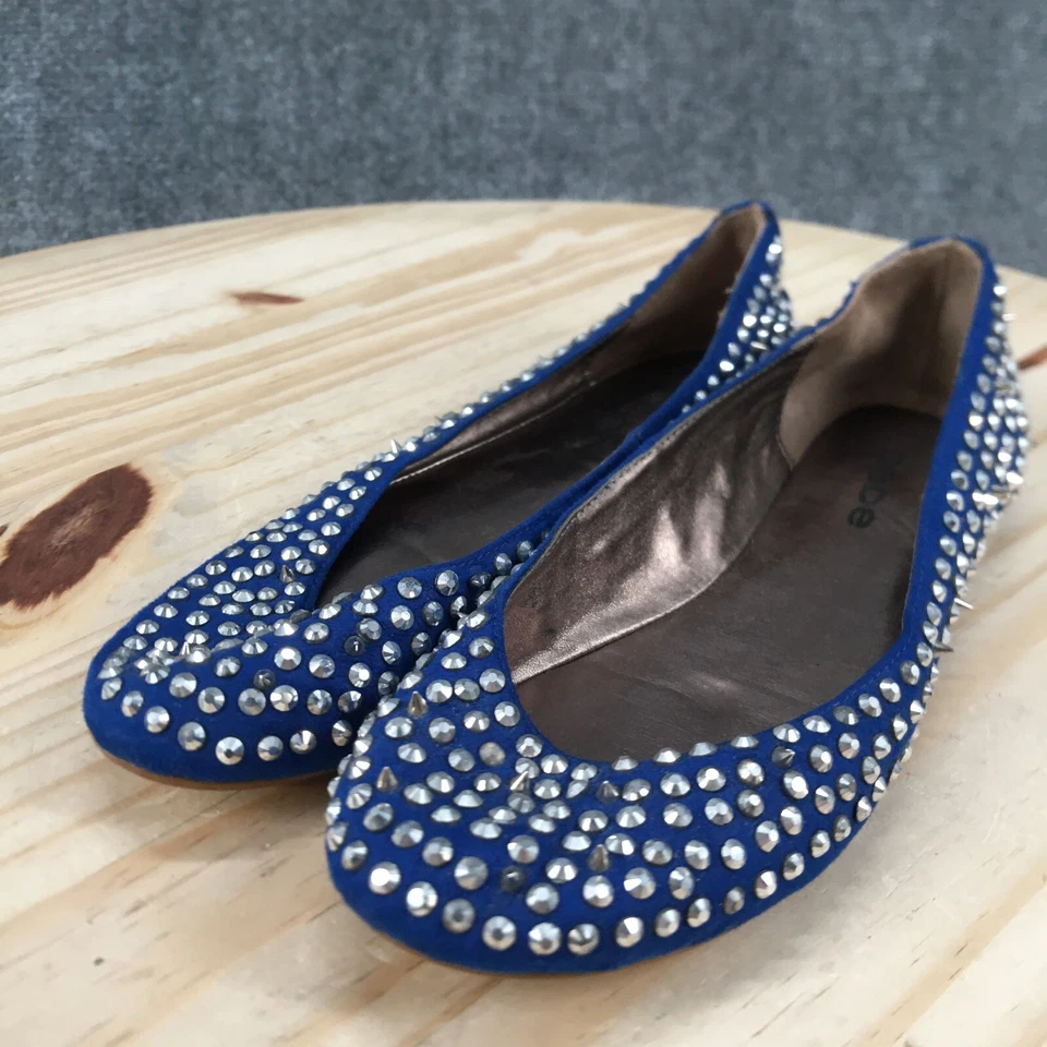 Bebe Shoes Womens 6 M Slip On Ballet Flats Blue Casual Studded Comfort Almond - image 3 of 4