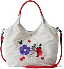 From Japan Moomin Little My White 2 Way Bag Embroidery With Detachable Strap NEW