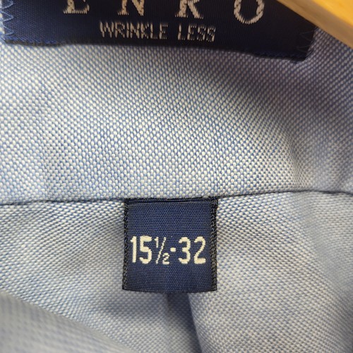 Enro Cambridge Oxford Button Shirt Mens 15.5 32 Blue Cotton Tailored USA - Picture 14 of 17