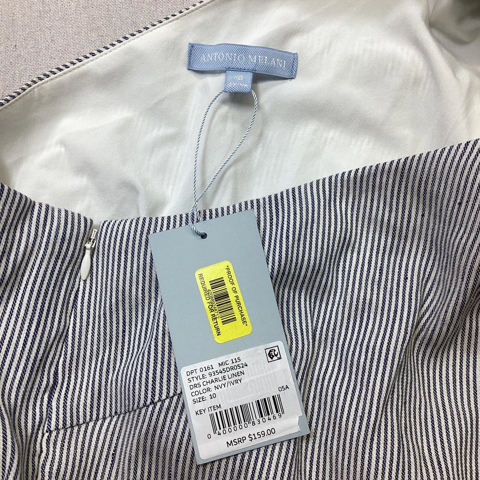 VETEMENTS Antonio Melani Abito Donna 10 Righe Misto Lino Fiocco Spalla Night Out Nuovo con etichette