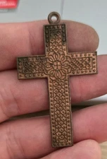 1900's Xrare Antique Religious Christianity item copper cross  55 * 33 mm
