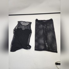 Black Fishnet Two-Piece Set