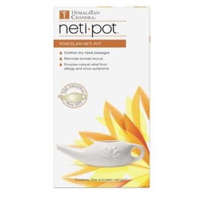 Himalayan Chandra 8oz Porcelain Neti Pot for Nasal Cleansing and Refreshing