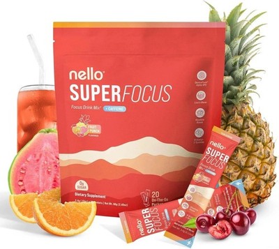 Nello SuperFocus Caffeinated Drink Mix Fruit Punch Flavor