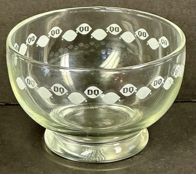 Vintage Dairy Queen Glass Ice Cream Sundae Antique Advertising Dish Cup Bowl DQ
