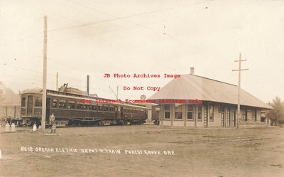 Depot, Oregon, Forest Grove, RPPC, Oregon Electric Railway Interurban Station