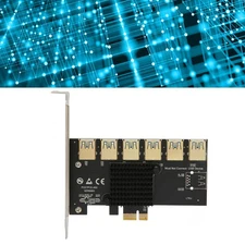 PCIE 1 to 6 Riser Card PCIE 1X USB3.0 Graphics Extension Easy Install Widely