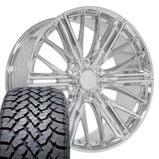 Oe Wheels Cv72 22x9.5 Chrome Rims 28545r22 At Tires Set 6x139.7 18et Oe Wheels Cv72 22x9.5 Chrome Rims 28545r22 At Tires Set 6x139.7 18et