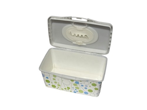 Empty Hard Plastic Baby Wipe Container Green Blue Dots Circles Refillable - Picture 3 of 5