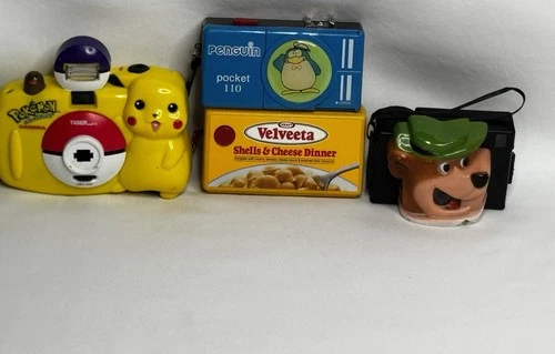 VTG Character Toy Camera Lot Pokémon Yogi Bear Velveeta Cheese Penguin 110