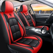 SMKO PU Leather Car Seat Covers Front Pair Universal Red  Black