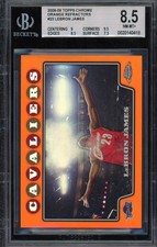 NEW SLAB! BGS 8.5 2008-09 Topps Chrome Orange Refractors #23 LeBron James #/499