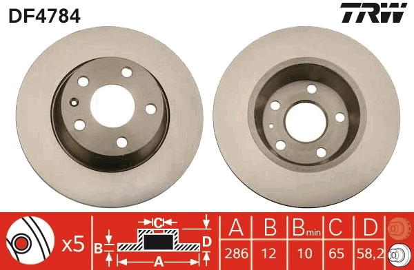 2Er Set Bremsscheiben TRW Automotive DF4784 Audi 8J0 615 601-image