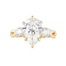 IGI Certificate 14K Yellow Gold Lab Grown Pear Diamond Engagement Ring MZ30334-1